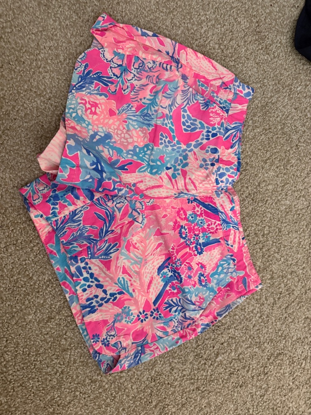 Lilly Pulitzer Pink Blue Coral Floral Strapless Top